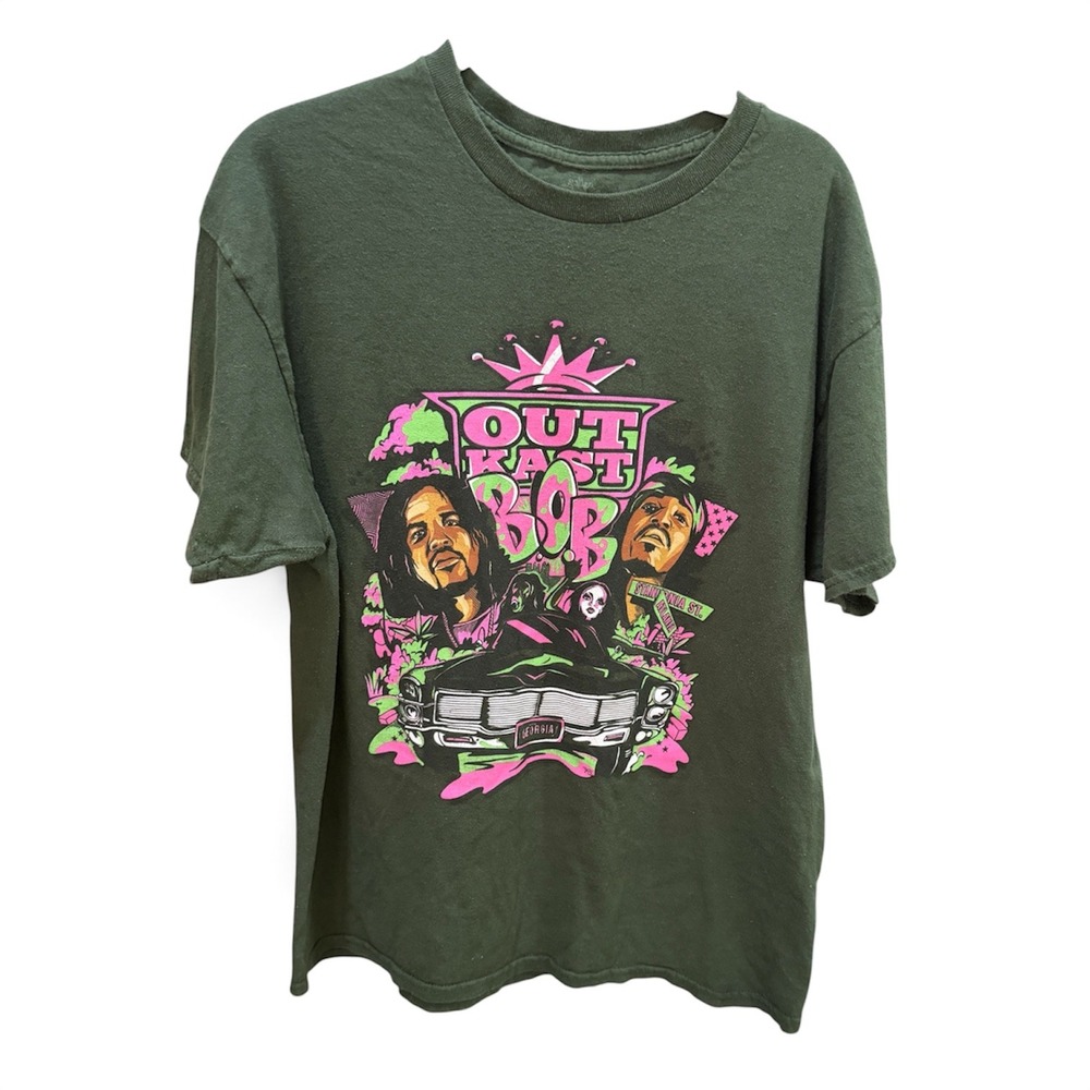 OutKast BOB Stankonia Graphic T-Shirt Mens Large Green Hip Hop Atlanta Rap Tee